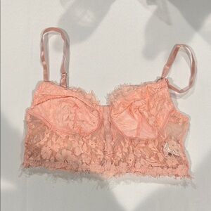 Lace Bralette in Peach Pink. Size small.